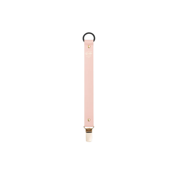 pacifier clip pink faux leather scaled